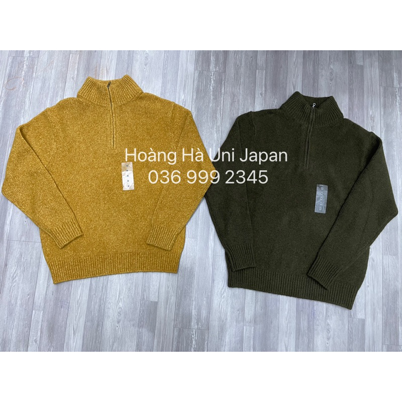 Áo len thiết kế uniqlo cổ khoá chính hãng