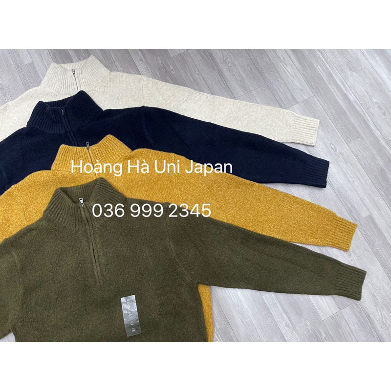 Áo len thiết kế uniqlo cổ khoá chính hãng