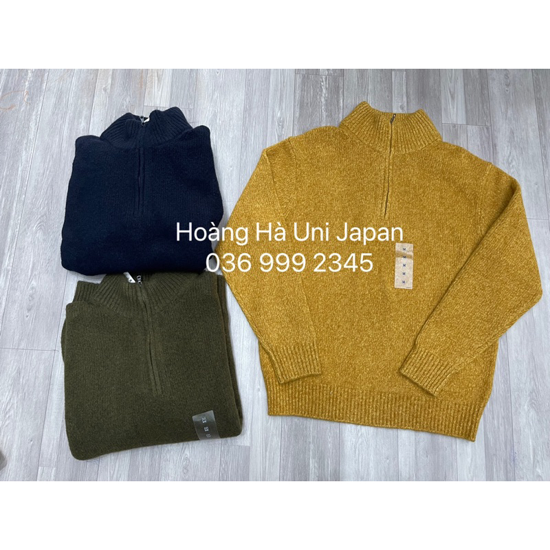Áo len thiết kế uniqlo cổ khoá chính hãng