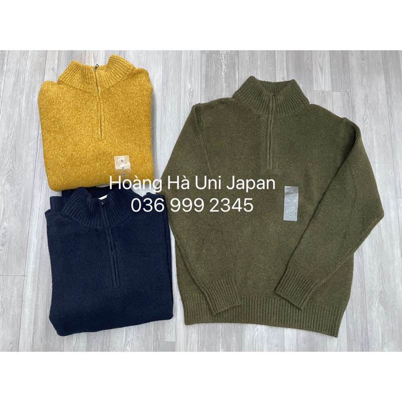 Áo len thiết kế uniqlo cổ khoá chính hãng