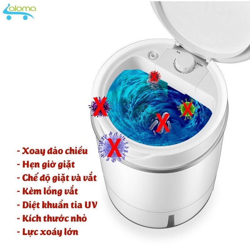 Máy giặt mini DEKE XPB-10 xoáy cực mạnh đảo chiều giặt 4kg quần áo cho sinh viên, em bé, giặt quần áo trắng