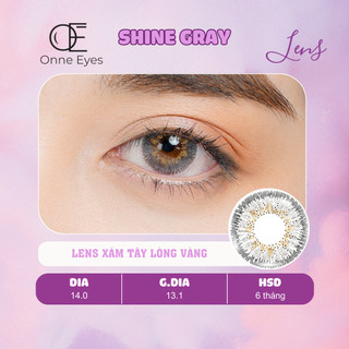 Kính áp tròng Shine Gray ONNEEYES dòng lens cận sử dụng 6 tháng màu xám tây lòng vàng giãn tròng to G.dia 13.1mm