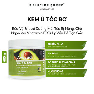 Kem Ủ Tóc BƠ 800ml Bảo Vệ Và Nuôi Dưỡng Mái Tóc Bị Chẻ Ngọn, Hư Tổn, Khô Và Xơ Với Vitamin E Tinh Khiết Keratine Queen