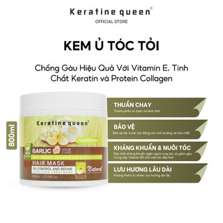 Kem Ủ Tóc Chất TỎI 800ml Kiểm Soát Dầu Nhờn Bớt Dính Trên Tóc, Phục Hồi Và Giảm Thiểu Tình Trạng Rụng Tóc Keratine Queen