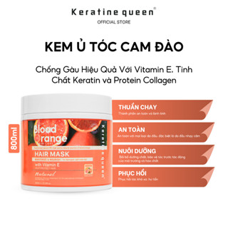 Kem Ủ Tóc Hương CAM ĐÀO 800ml Nuôi Dưỡng Mái Tóc Bị Chẻ Ngọn, Hư Tổn, Bổ Sung Vitamin E, Keratine Queen