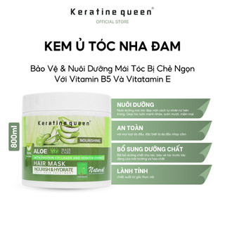 Kem Ủ Tóc NHA ĐAM 800ml Bảo Vệ & Nuôi Dưỡng Mái Tóc Bị Chẻ Ngọn Với Vitamin B5 Và Vitatamin E | Keratine Queen