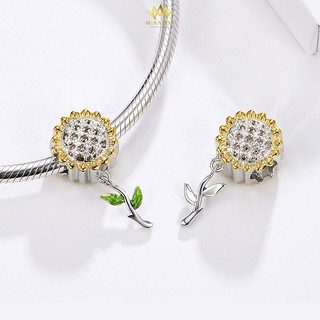 Charm bạc s925 hoa hướng dương lá xanh xinh xắn - mirason mch1211 - charm bạc s925 cao cấp