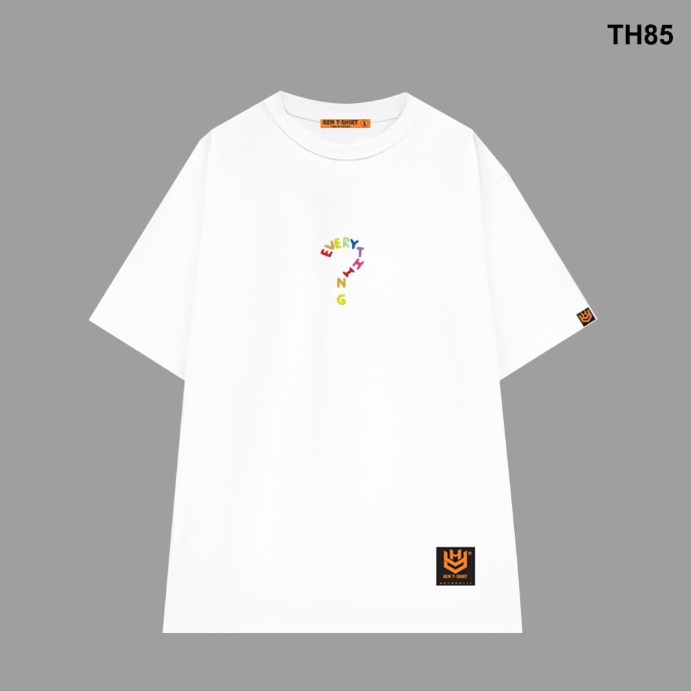 Áo thun HY KOREA form rộng logo thêu 85 tay lỡ nam nữ
