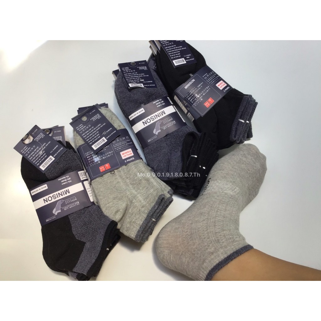 Set 10 đôi tất hài lười nam nữ cao cấp Miniso co giãn thấm hút khử mùi hôi MarketOnline68