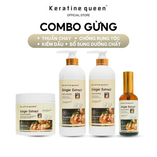 Dầu Gội, Dầu Xả, Kem Ủ, Dầu Dưỡng GỪNG Giúp Nuôi Dưỡng Mái Tóc Bị Mỏng, Chẻ Ngọn Với Vitatamin E Keratine Queen Combo