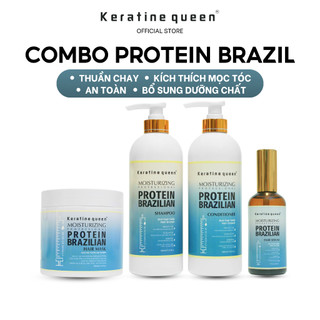 Dầu Gội, Xả, Ủ, Dầu Dưỡng Tóc PROTEIN BRAZILIAN Dưỡng Ẩm, Chống Rụng Tóc Và Kích Thích Mọc Tóc Keratine Queen Combo