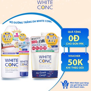 Combo sữa tắm và Sữa dưỡng thể trắng da White Conc Vitamin C túi 200g Nhật Bản