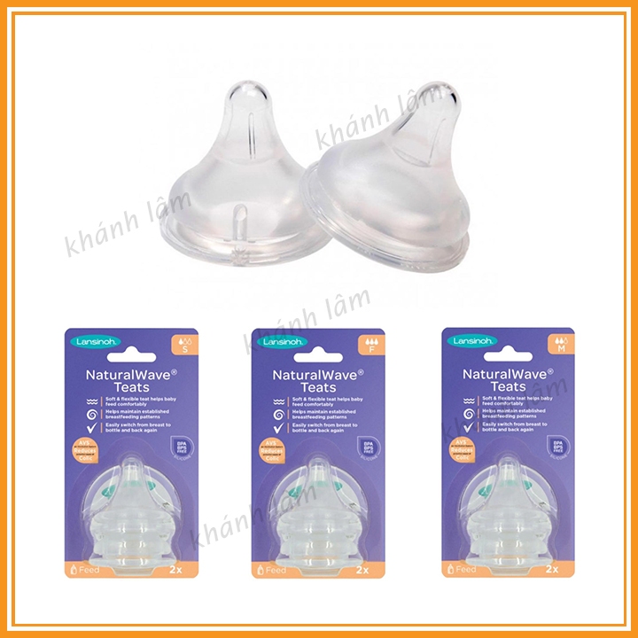 Núm ti Lansinoh cổ rộng silicon mềm đủ size S/ M/ F