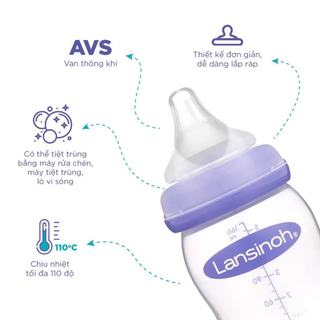 Núm ti Lansinoh cổ rộng silicon mềm đủ size S/ M/ F