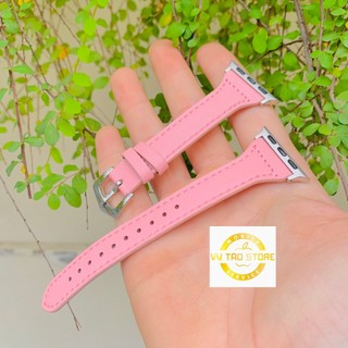 Dây da bản nhỏ màu hồng dành cho Awatch