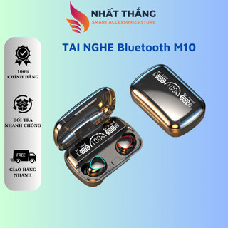 Tai nghe bluetooth M10 Pin Trâu 2500maH âm thanh trung thực, Tai nghe nhét tai đèn Led đẹp mắt, hộp sạc có màn hình LED