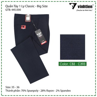 (Big Size) Quần Tây Nam Công Sở 1 Ly Classic Vĩnh Tiến 445 - Nhiều màu