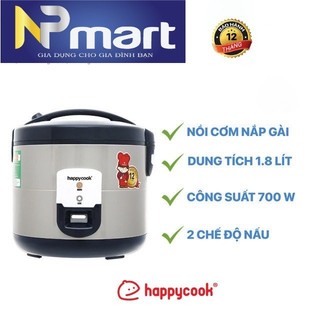Nồi cơm điện HappyCook HCJ-180V,nắp gài dung tích nồi 1.8 lít, lòng nồi hợp kim nhôm phủ chống dính