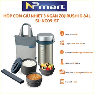 Hộp cơm giữ nhiệt 3 ngăn zojirushi 0.84 lít sl-nc09-st