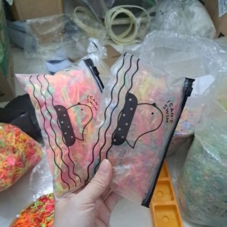 Túi zip 100g  Dây chun cộc tóc bản trung thun siêu dẻo , dai cột bền