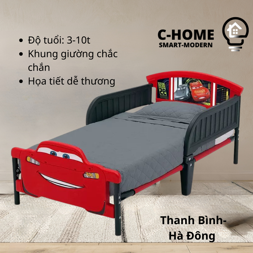 ( BÁN KÈM ĐỆM)Giường ngủ trẻ em C-HOME,giường bé trai , bé gái họa tiết dễ thương, khung giường chắc chắn, từ 3-10 tuổi