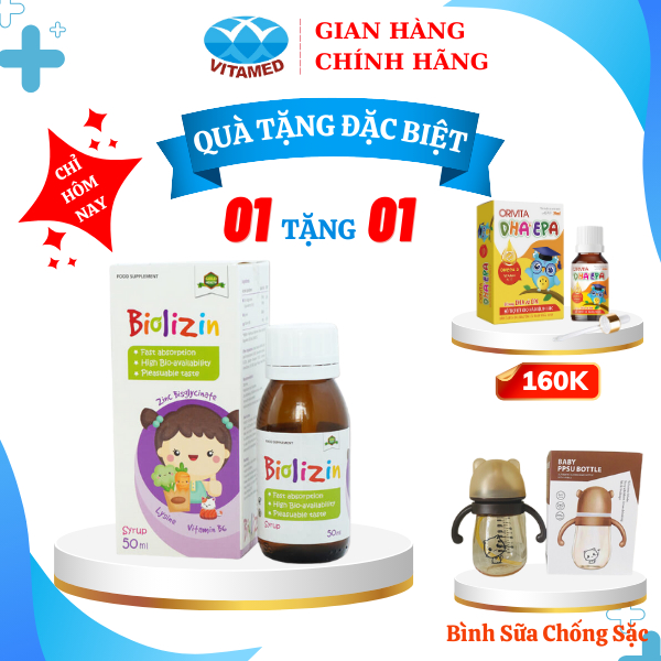 [ Tặng 1 Quà ] Biolizin - Kẽm Hữu Cơ Tăng Cường Sức Đề Kháng Cho Cơ Thể Lọ 50ml