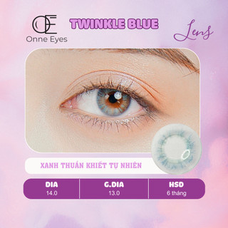 Kính áp tròng Twinkle Blue ONNEEYES lens cận màu xanh dương tự nhiên giãn tròng vừa G.dia 13.0mm dùng 6 tháng