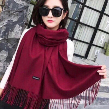 Khăn len quàng cổ cashmere trơn nam nữ nhiều màu chất mềm mịn