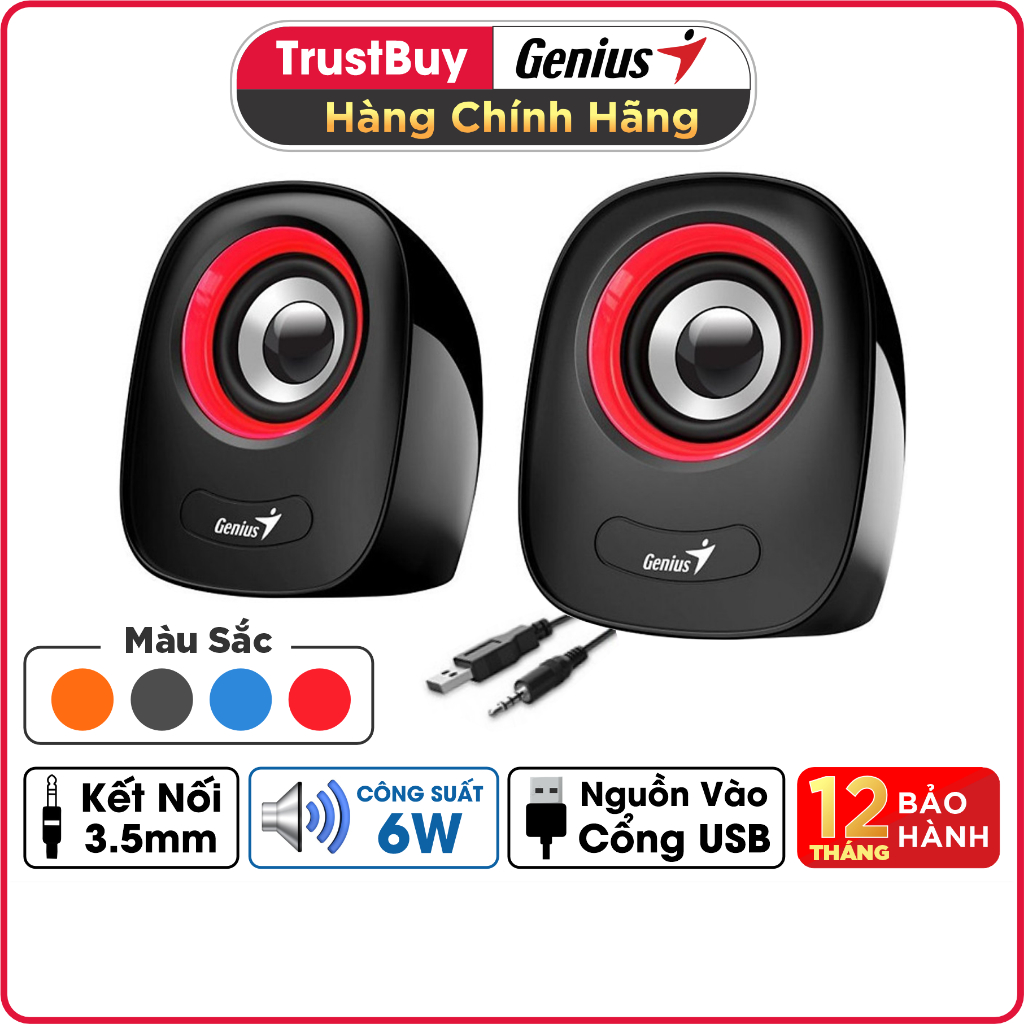 Loa Ví Tính Công Suất 6W Jack Cắm 3.5mm Genius SP-Q160 - Hàng Chính Hãng