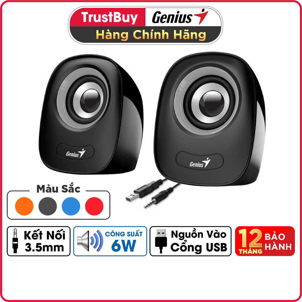 Loa Ví Tính Công Suất 6W Jack Cắm 3.5mm Genius SP-Q160 - Hàng Chính Hãng