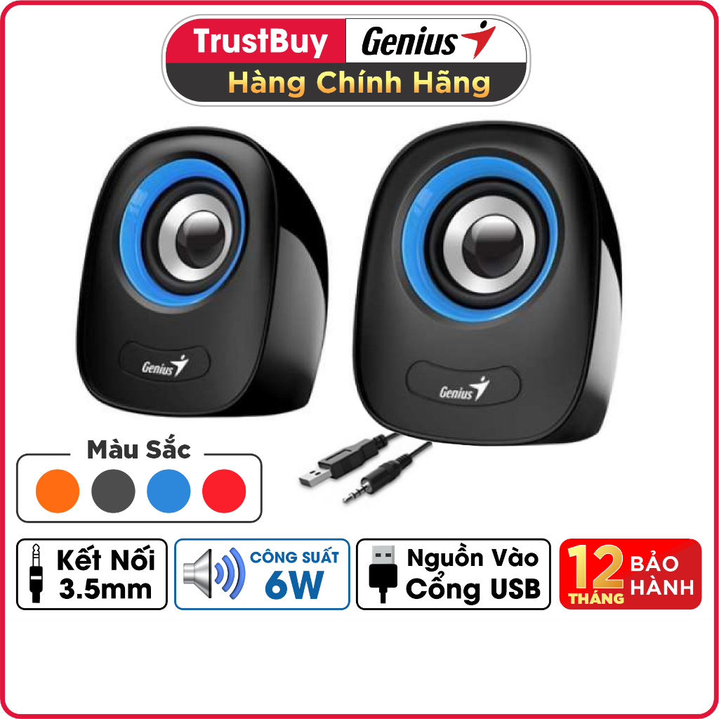 Loa Ví Tính Công Suất 6W Jack Cắm 3.5mm Genius SP-Q160 - Hàng Chính Hãng