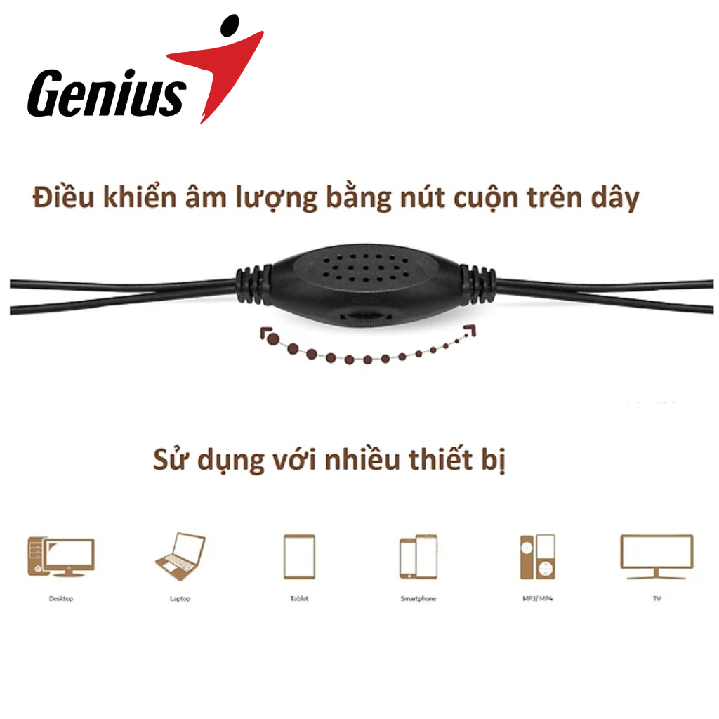 Loa Vi Tính Công Suất 6W Thiết Kế Gỗ Genius SP-HF280 - Hàng Chính Hãng