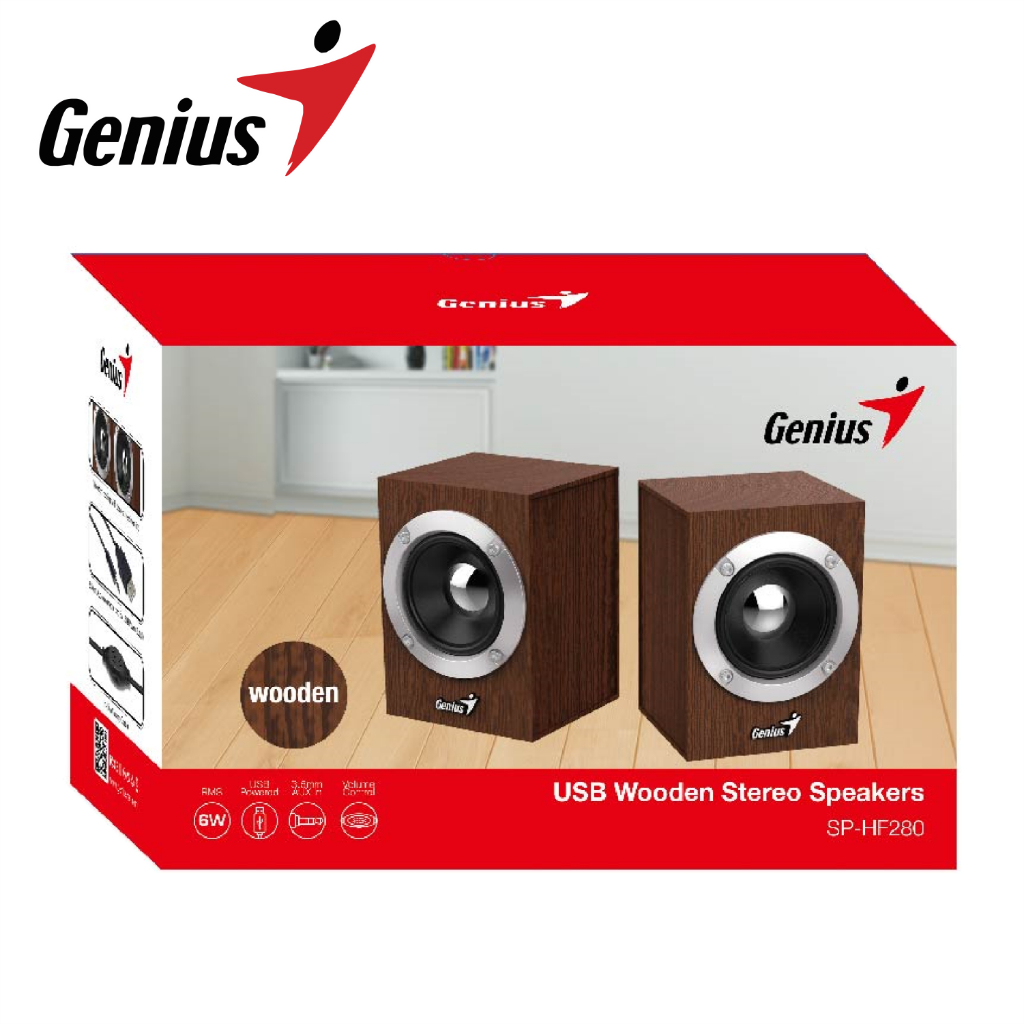 Loa Vi Tính Công Suất 6W Thiết Kế Gỗ Genius SP-HF280 - Hàng Chính Hãng