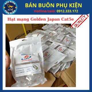 Hạt mạng cat5 rj45 golden janpan, hạt bấm dây mạng rj45 chân đồng golden japan cat 5 túi 100 hạt