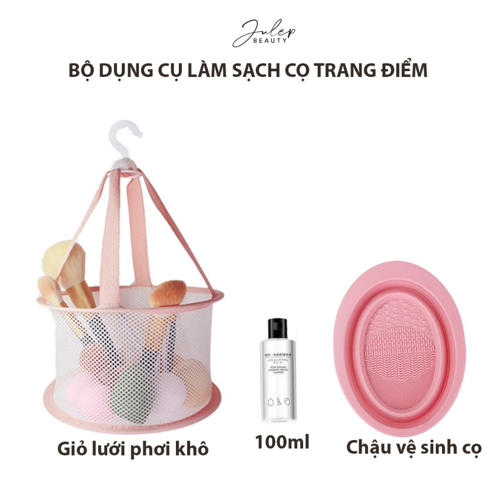 Bộ dụng cụ rửa cọ trang điểm JULEP BEAUTY giúp làm sạch, phơi khô