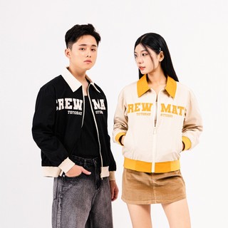 Áo khoác kaki nam nữ unisex, form ngắn trẻ trung, chất liệu kaki dày dặn 2 lớp, có túi trong totoday crewmate u1akk09303
