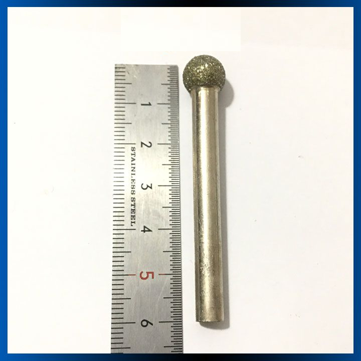 Mũi mài đá hình tròn độ nhám #64 trục 6mm đầu mài 6/8/10/12/14/16/18/20mm - mài rãnh đá bonsai - đầu mài kim cương tròn