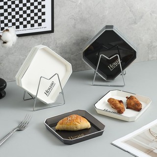 Set 6 đĩa vuông kèm giá đỡ đựng đồ ăn vặt, hoa quả - đĩa nhựa smile đựng thức ăn trang trí bàn ăn siêu xinh sp41233504