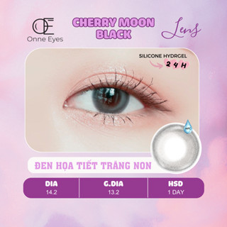  Lens 1 ngày màu đen tuyền giãn to thấm khí cho mắt thở  Kính áp tròng ONNEEYES Cherry Moon Black dia 14.2 
