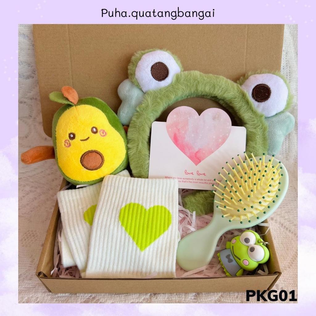 Set quà sinh nhật tặng người yêu, bạn bè , hộp quà tặng bạn gái dịp giáng sinh chủ đề màu xanh lá - PKG