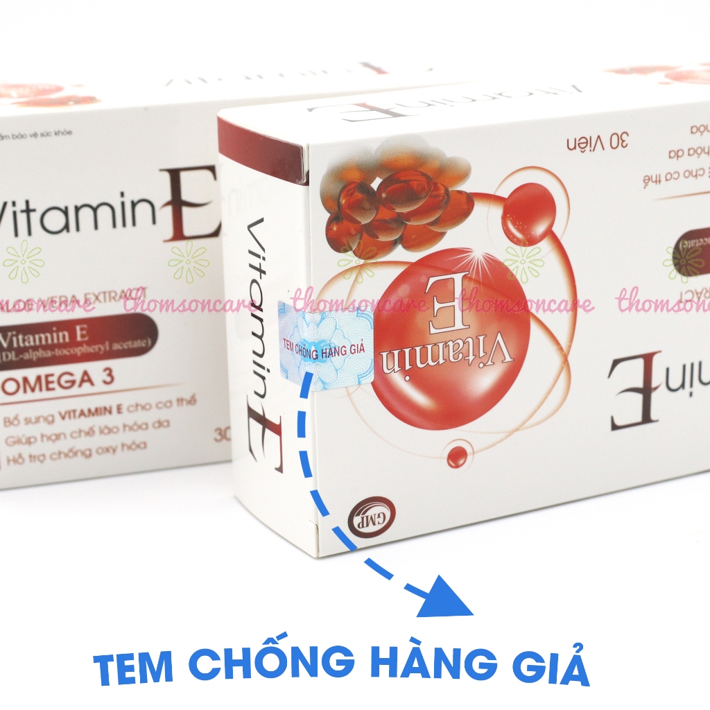 Lcystine 60v và Vitamin E đỏ thêm Omega 3 30v, Combo đẹp da, nội tiết tố, giúp chống oxy hóa lcitin cytin Thomsoncare