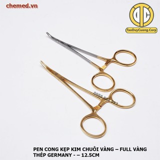 Pen panh kẹp cong chuôi vàng và full vàng 12.5cm dùng trong y tế, thẩm mỹ, phẫu thuật, spa