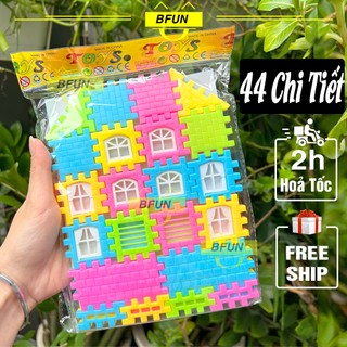 Đồ chơi lắp ghép mô hình nhà cửa 44 chi tiết cho bé sáng tạo - đồ chơi lắp ráp xây dựng nhà đồ chơi trí tuệ cho bé bfun