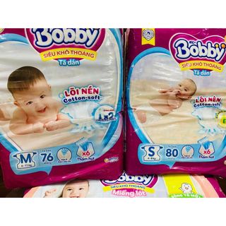 Tã dán bobby xs76/ s80/m76/l68/xl62/xxl56 mới- lõi nén cotton-soft 3mm