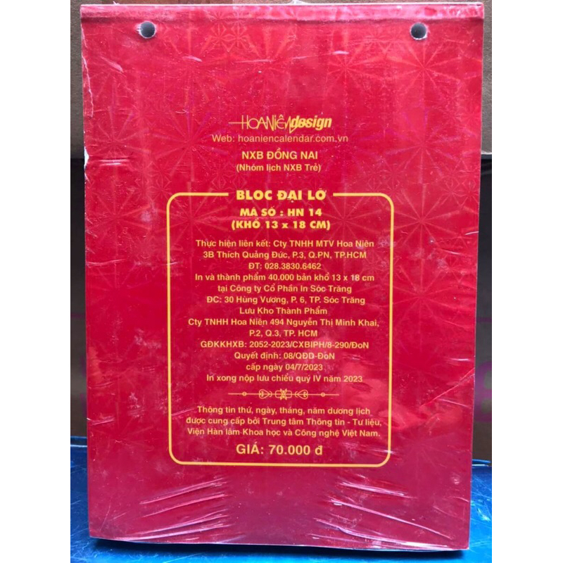 Lịch 2024 - BLOC 14,5 X 20,5cm, 13 X 18cm , 10,5 x 15cm Giá Xưởng
