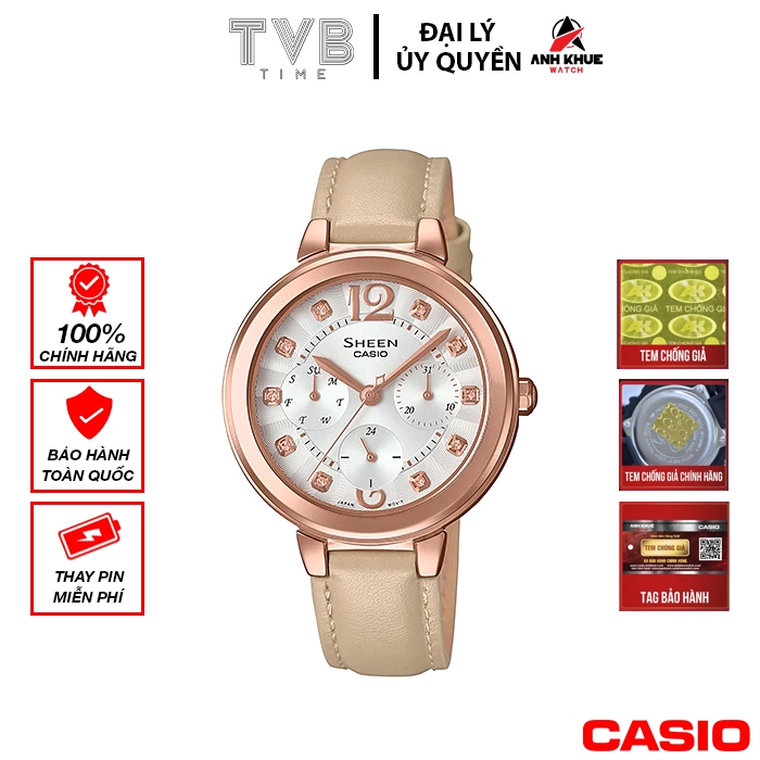 Đồng hồ nữ Casio Sheen chính hãng Anh Khuê SHE-3048PGL-7BUDR (34mm)