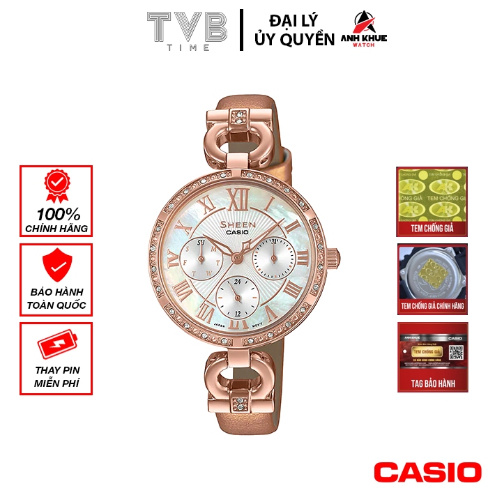 Đồng hồ nữ Casio Sheen chính hãng Anh Khuê SHE-3067PGL-7BUDF (32mm)