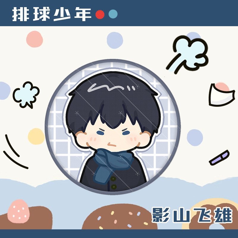 Huy hiệu HAIKYUU!! ver KHĂN CHOÀNG Vua bóng chuyền in hình anime chibi quà tặng xinh xắn độc đáo ghim cài áo cặp sách