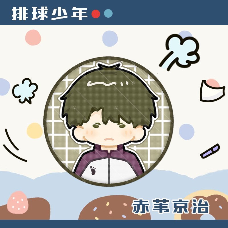 Huy hiệu HAIKYUU!! ver KHĂN CHOÀNG Vua bóng chuyền in hình anime chibi quà tặng xinh xắn độc đáo ghim cài áo cặp sách