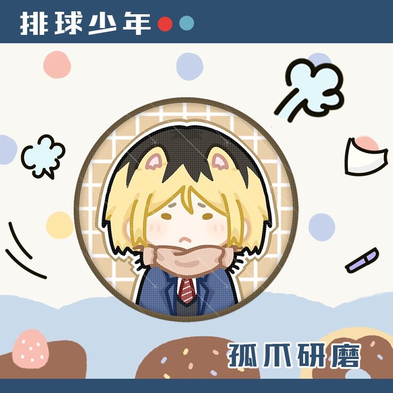 Huy hiệu HAIKYUU!! ver KHĂN CHOÀNG Vua bóng chuyền in hình anime chibi quà tặng xinh xắn độc đáo ghim cài áo cặp sách